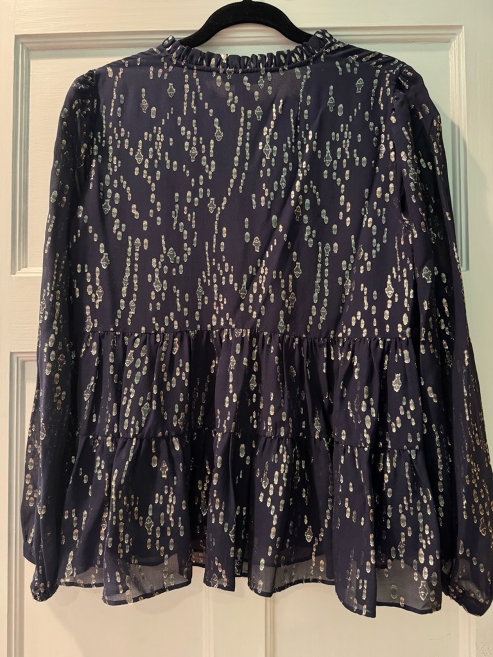 Lilly Pulitzer Sarita Long Sleeve Silk Top - Navy and Gold - Picture 3 of 3